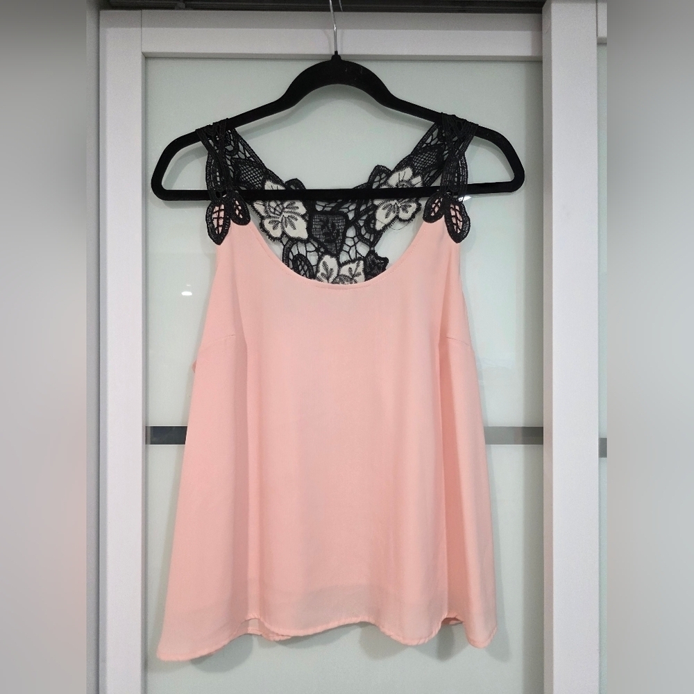 Smart Set Lace Trim Pink Top - Picture 2 of 16